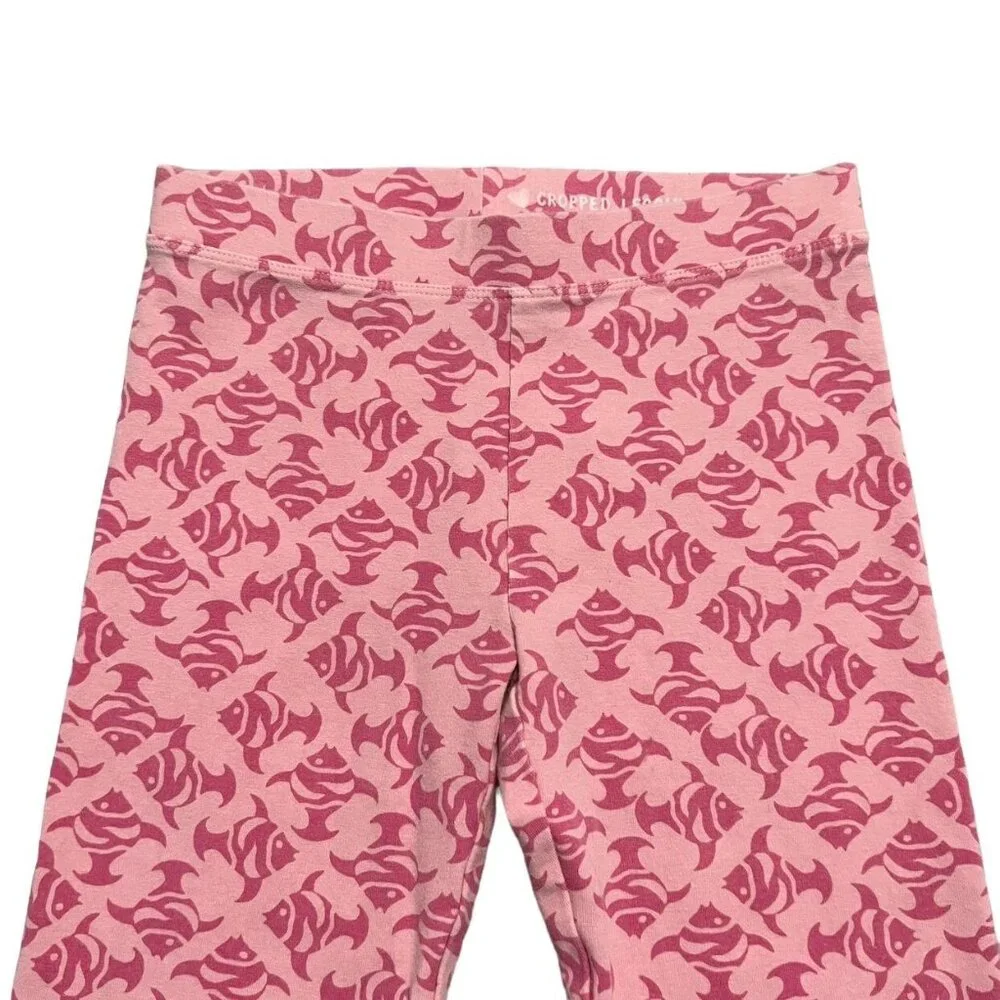 Crewcuts Sz 12 Pink Fish Print Cropped Leggings